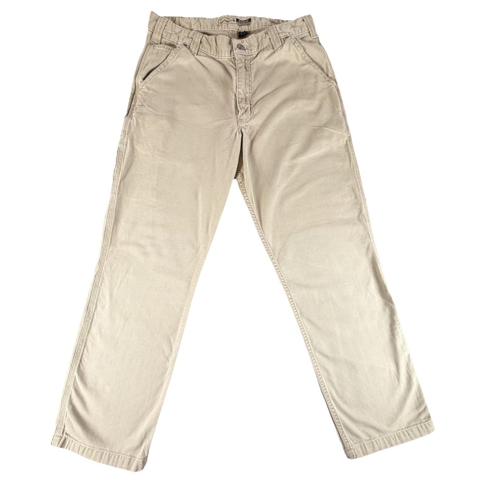 Carhartt Rugged Flex Pants Mens 34x32 Beige Canvas Carpenter Relaxed Workwear